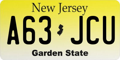 NJ license plate A63JCU