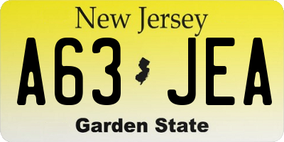 NJ license plate A63JEA