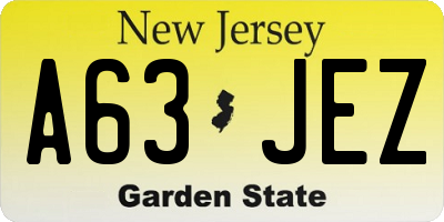 NJ license plate A63JEZ