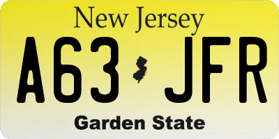 NJ license plate A63JFR