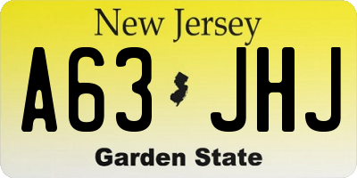 NJ license plate A63JHJ
