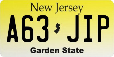 NJ license plate A63JIP