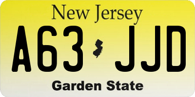 NJ license plate A63JJD