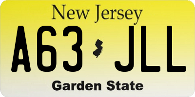 NJ license plate A63JLL