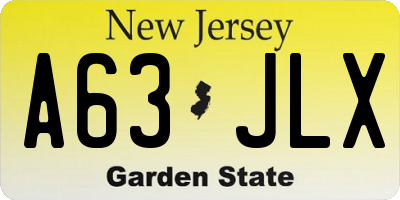 NJ license plate A63JLX