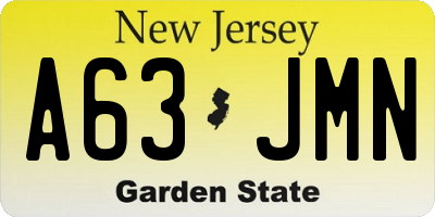 NJ license plate A63JMN