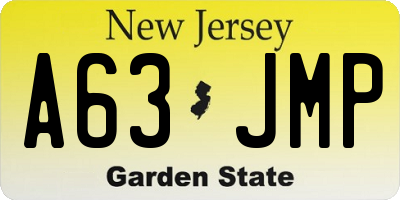 NJ license plate A63JMP