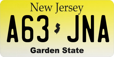 NJ license plate A63JNA