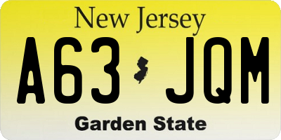 NJ license plate A63JQM