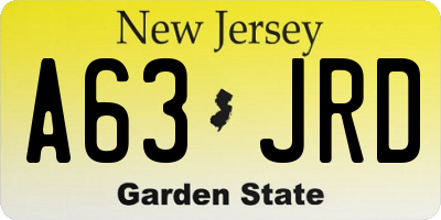 NJ license plate A63JRD