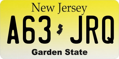 NJ license plate A63JRQ