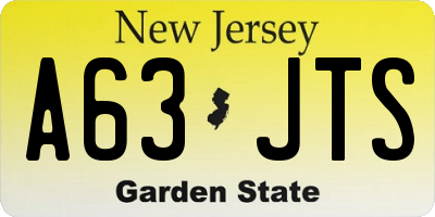 NJ license plate A63JTS