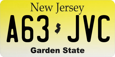 NJ license plate A63JVC
