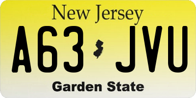 NJ license plate A63JVU