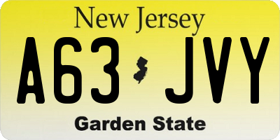 NJ license plate A63JVY