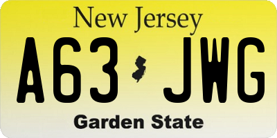 NJ license plate A63JWG