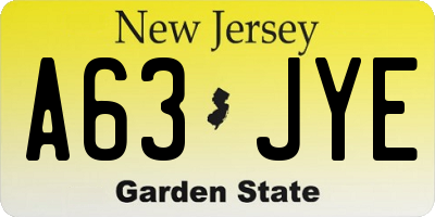 NJ license plate A63JYE