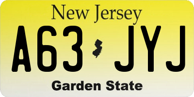 NJ license plate A63JYJ