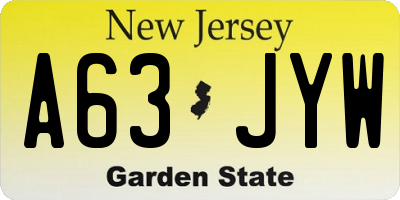 NJ license plate A63JYW