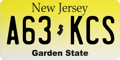 NJ license plate A63KCS