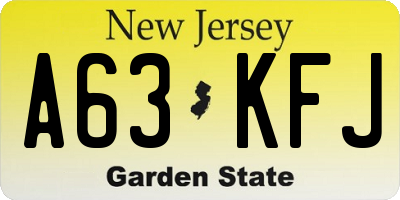 NJ license plate A63KFJ