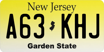NJ license plate A63KHJ