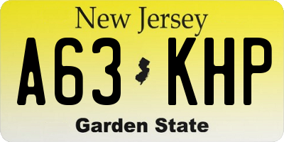 NJ license plate A63KHP