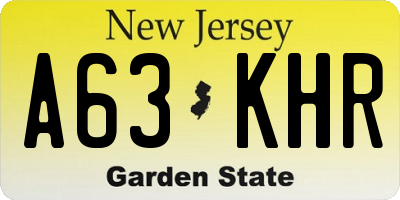 NJ license plate A63KHR