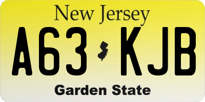 NJ license plate A63KJB