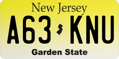 NJ license plate A63KNU