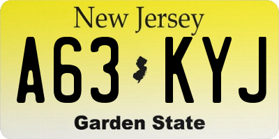 NJ license plate A63KYJ