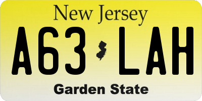 NJ license plate A63LAH