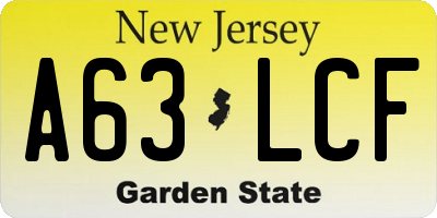 NJ license plate A63LCF