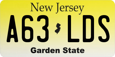 NJ license plate A63LDS