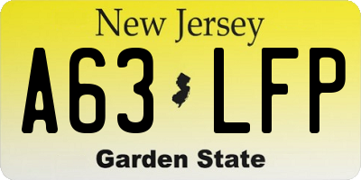 NJ license plate A63LFP