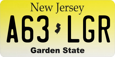 NJ license plate A63LGR