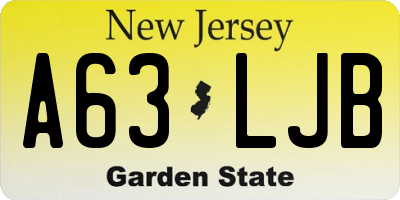NJ license plate A63LJB