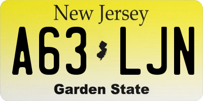 NJ license plate A63LJN