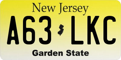 NJ license plate A63LKC