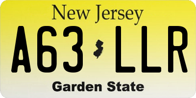 NJ license plate A63LLR