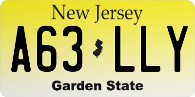 NJ license plate A63LLY