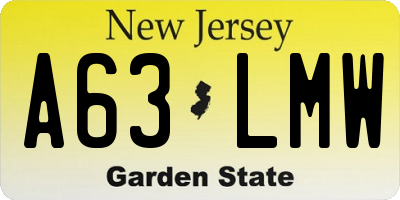 NJ license plate A63LMW
