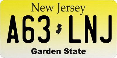 NJ license plate A63LNJ