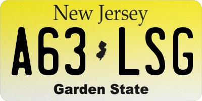 NJ license plate A63LSG
