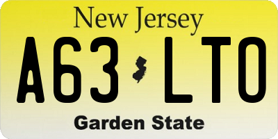 NJ license plate A63LTO