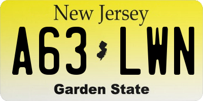 NJ license plate A63LWN
