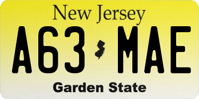 NJ license plate A63MAE