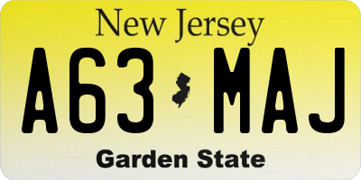 NJ license plate A63MAJ