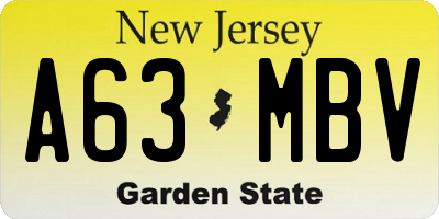 NJ license plate A63MBV