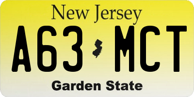 NJ license plate A63MCT